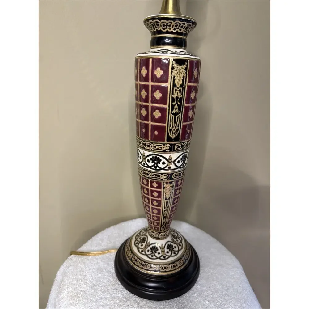 Bombay Co. Chinoiserie Table Lamps Brass Porcelain with Enamel Overlay Gift